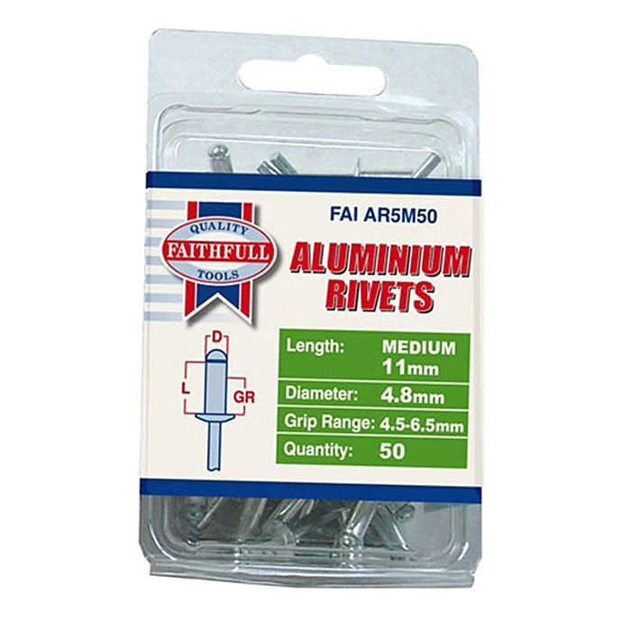 Faithfull 5mm Medium Faithfull Aluminium Rivets FAIAR5M50 2 Faithfull 5mm Medium Faithfull Aluminium Rivets FAIAR5M50 - Image 2
