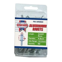 Faithfull 5mm Short Faithfull Aluminium Rivets FAIAR5S50