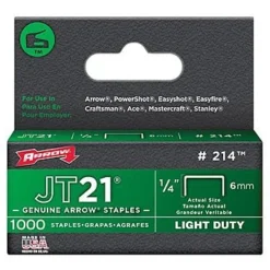 Arrow 214 JT21 6mm (1/4") Staples 1000pk