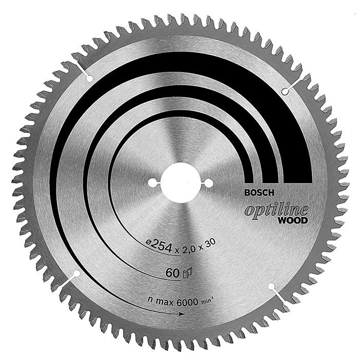 Bosch 254x2.0x30mm 60T Optiline Saw Blade 2608640436 2 Bosch 254x2.0x30mm 60T Optiline Saw Blade 2608640436 - Image 2
