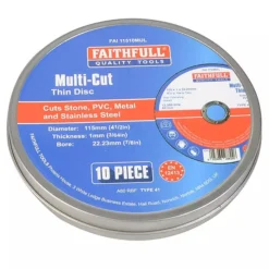 Faithfull FAI11510MUL 115mm Cut-Off Wheel Multi-Use 10 Pack -DeWALT || Draper || Bosch Sales Store 0088031 700