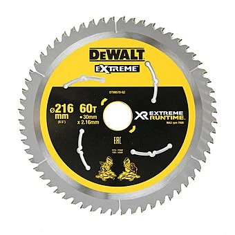 Dewalt DT99570 XR 216mm X 30mm 60T FlexVolt Mitre Saw Blade 1 Dewalt DT99570 XR 216mm X 30mm 60T FlexVolt Mitre Saw Blade