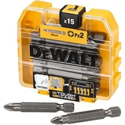 DeWalt 15 Pack PZ2 50mm Screwdriver Bits In ToughCase+