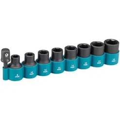 Makita B-54645 9 Piece 1/2" Impact Socket 8-18mm Set