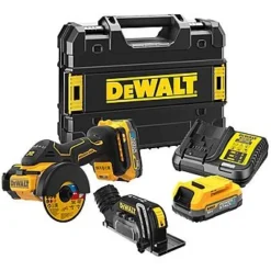 DeWalt DCS438E2T 18V XR 75mm Cut Off Saw Tool & 2 X 1.7Ah PowerStack Batteries