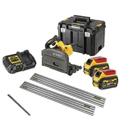 DeWalt DCS520T2 54V XR FlexVolt 165mm Plunge Saw & Rails Kit 2 X 6.0Ah Batteries
