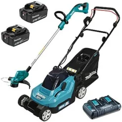 Makita 18V Cordless Lawnmower & Strimmer Kit 2 X 5.0Ah Batteries